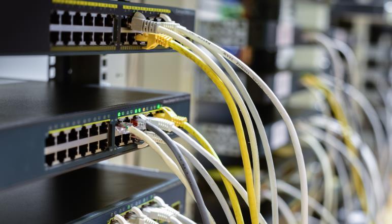 Server rack showing connected network switches.